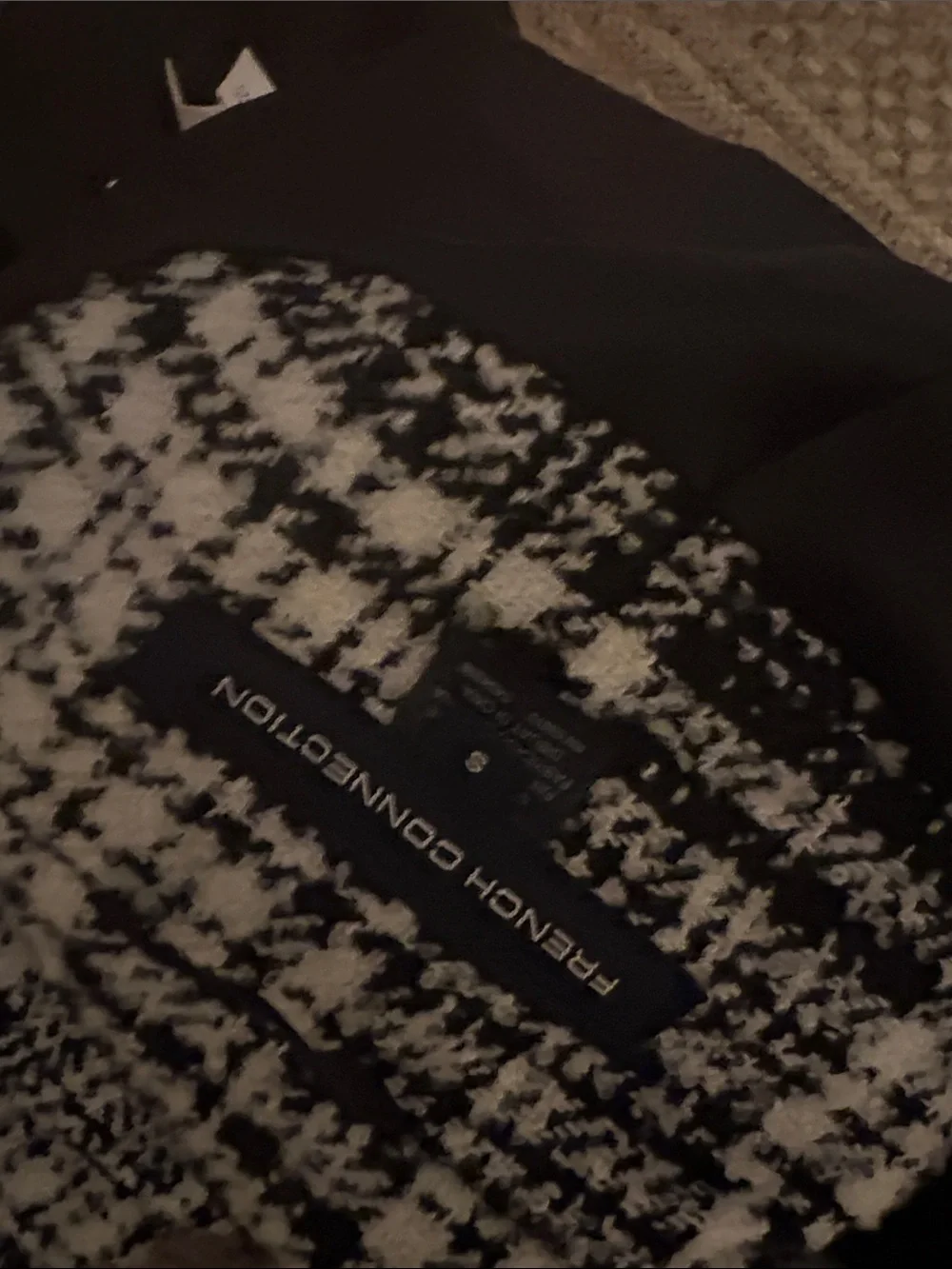 French Connection Hounds Tooth Tweed Jacket S Black and White